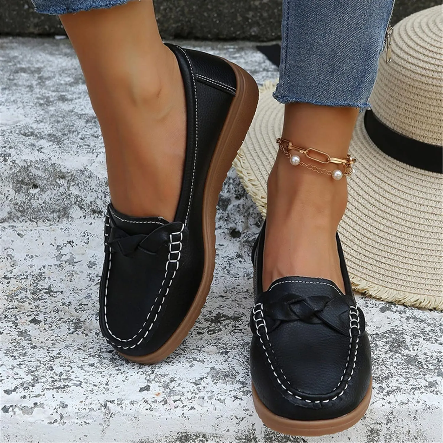 Women’s Loafer Comfortable Office Shoes Dressy Flat Shoes Slip On Shoes Business Shoes Comfy Casual Loafer Work Shoes