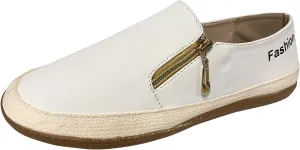 Women's Loafers Casual Shoes Ladies Fashion Solid Color Round Toe Shallow Mouth Side Zipper Flat Casual Shoes Espadrilles Workout Gym Outdoor Shoes