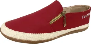 Women's Loafers Casual Shoes Ladies Fashion Solid Color Round Toe Shallow Mouth Side Zipper Flat Casual Shoes Espadrilles Workout Gym Outdoor Shoes