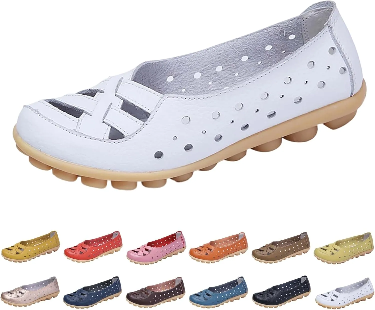 Womens Loafers Comfortable Orthopedic Breathable Leather Soft Sole Flats Driving Walking Casual Slip On Penny Shoes