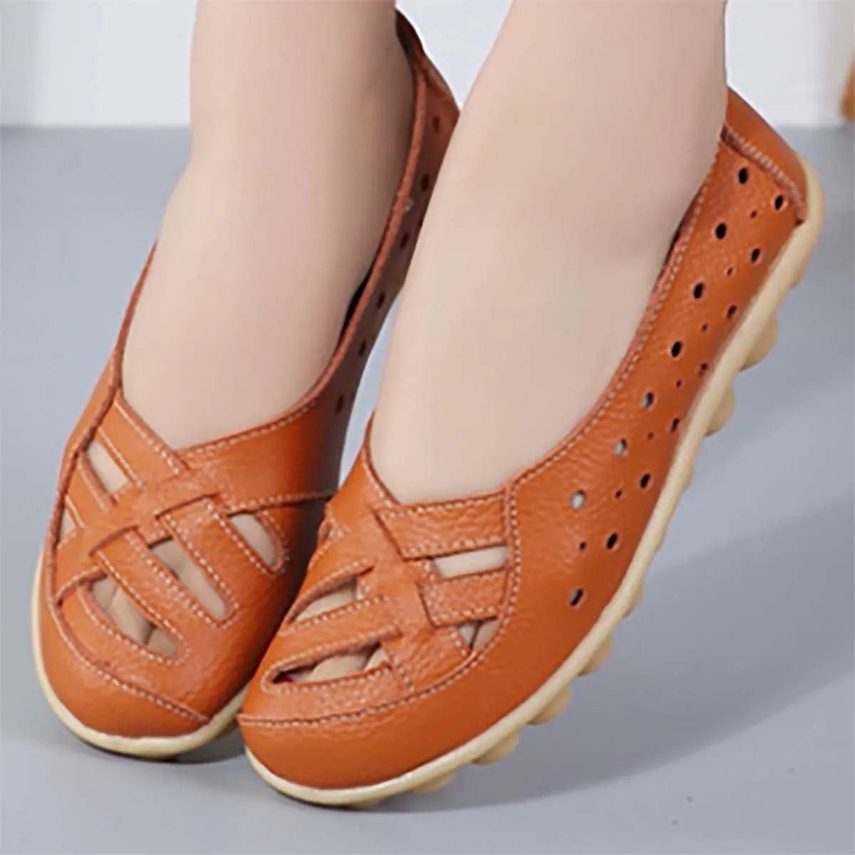 Womens Loafers Comfortable Orthopedic Breathable Leather Soft Sole Flats Driving Walking Casual Slip On Penny Shoes