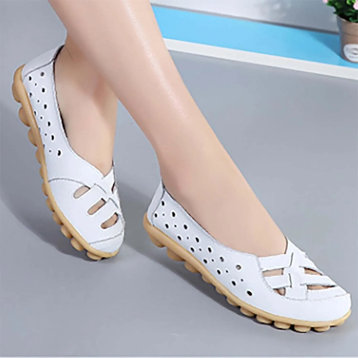 Womens Loafers Comfortable Orthopedic Breathable Leather Soft Sole Flats Driving Walking Casual Slip On Penny Shoes