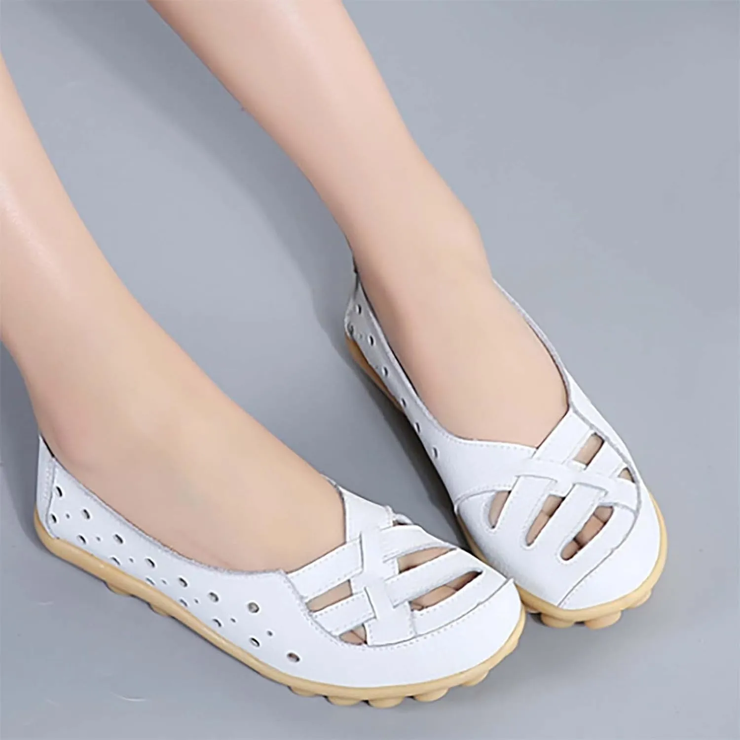 Womens Loafers Comfortable Orthopedic Breathable Leather Soft Sole Flats Driving Walking Casual Slip On Penny Shoes