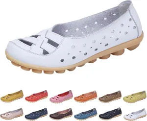 Womens Loafers Comfortable Orthopedic Breathable Leather Soft Sole Flats Driving Walking Casual Slip On Penny Shoes