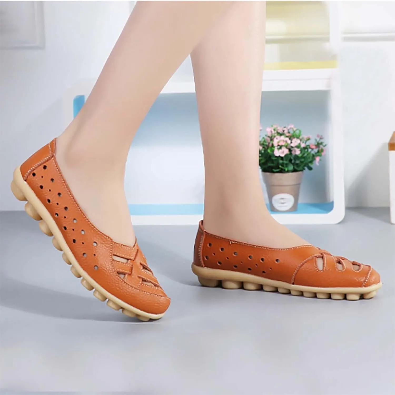 Womens Loafers Comfortable Orthopedic Breathable Leather Soft Sole Flats Driving Walking Casual Slip On Penny Shoes