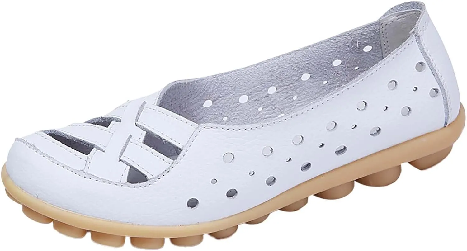 Womens Loafers Comfortable Orthopedic Breathable Leather Soft Sole Flats Driving Walking Casual Slip On Penny Shoes