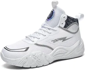 Women's Men's Lace Up High Top Basketball Shoes Lightweight Breathable Non-Slip Tennis Sneakers Fashionable Graffiti Training Shoes