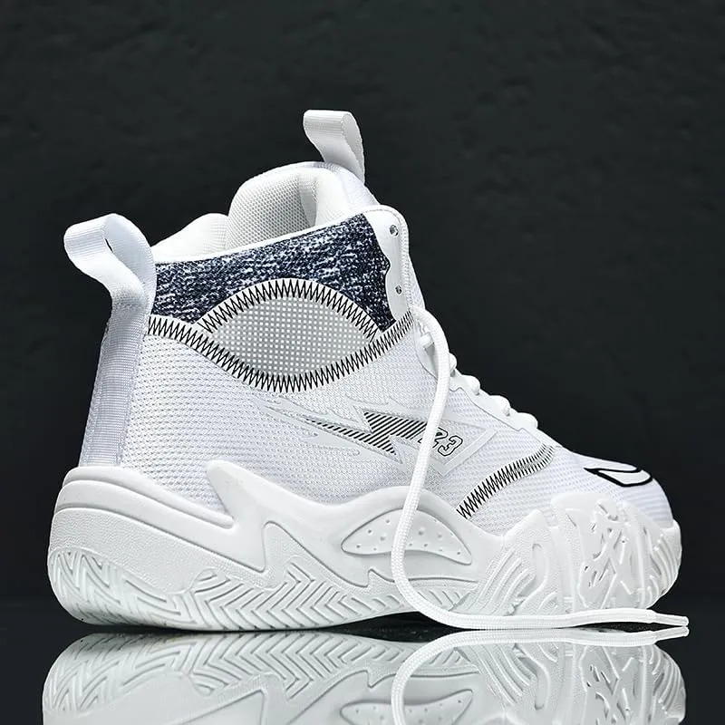 Women's Men's Lace Up High Top Basketball Shoes Lightweight Breathable Non-Slip Tennis Sneakers Fashionable Graffiti Training Shoes