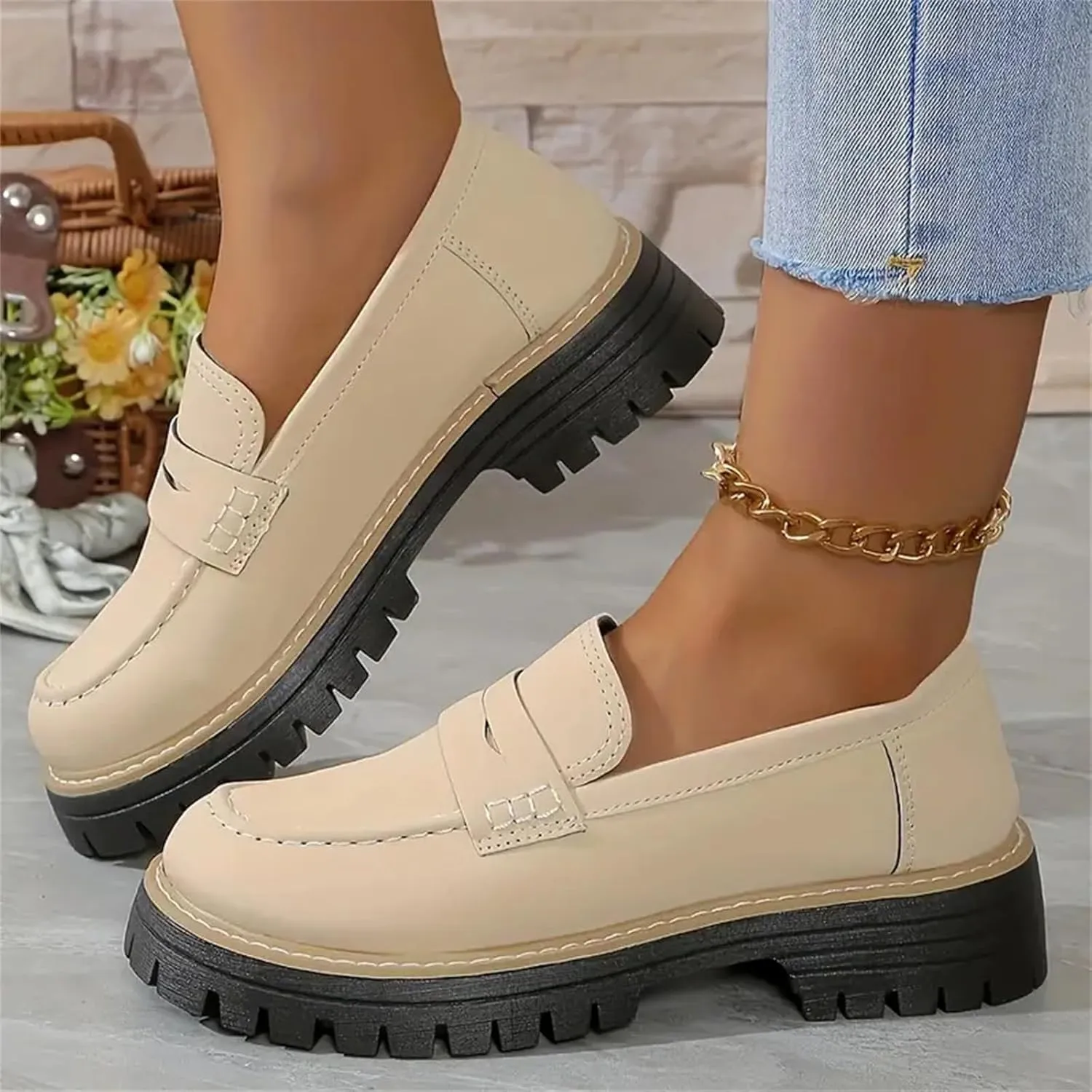 Womens Platform Loafers Shoes Slip On Platform Chunky Penny Loafer Work Office Business Casual Dress Shoe Walking Trendy Classic Flats Loafer Sneakers Sole Wide Width Comfort Driving Moccasins Shoes