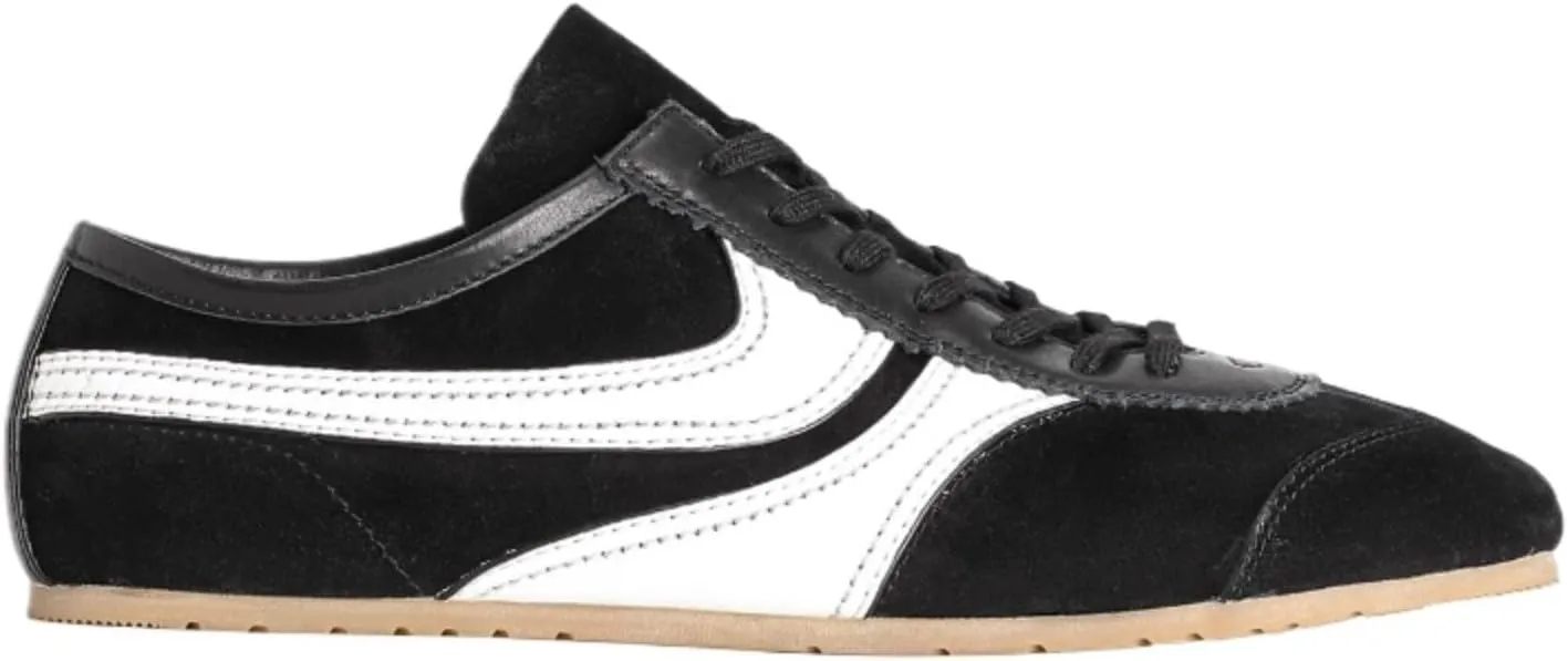 Women's Retro Cowhide Sneakers – Chunky Lace-Up Casual Shoes with Anti-Slip Sole, Vintage Round Toe Walking Trainers, Animal Print Suede Mixed Material Design