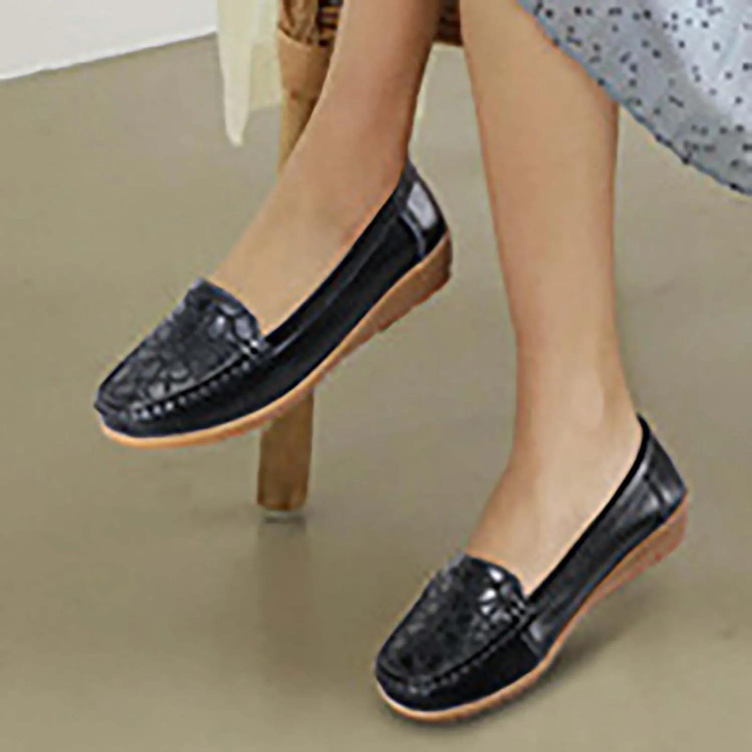 Women's Shoes Casual Dressy Soft Sole Slip On Chunky Loafers Shoes Cute Comfortable Casual Business Work Flats