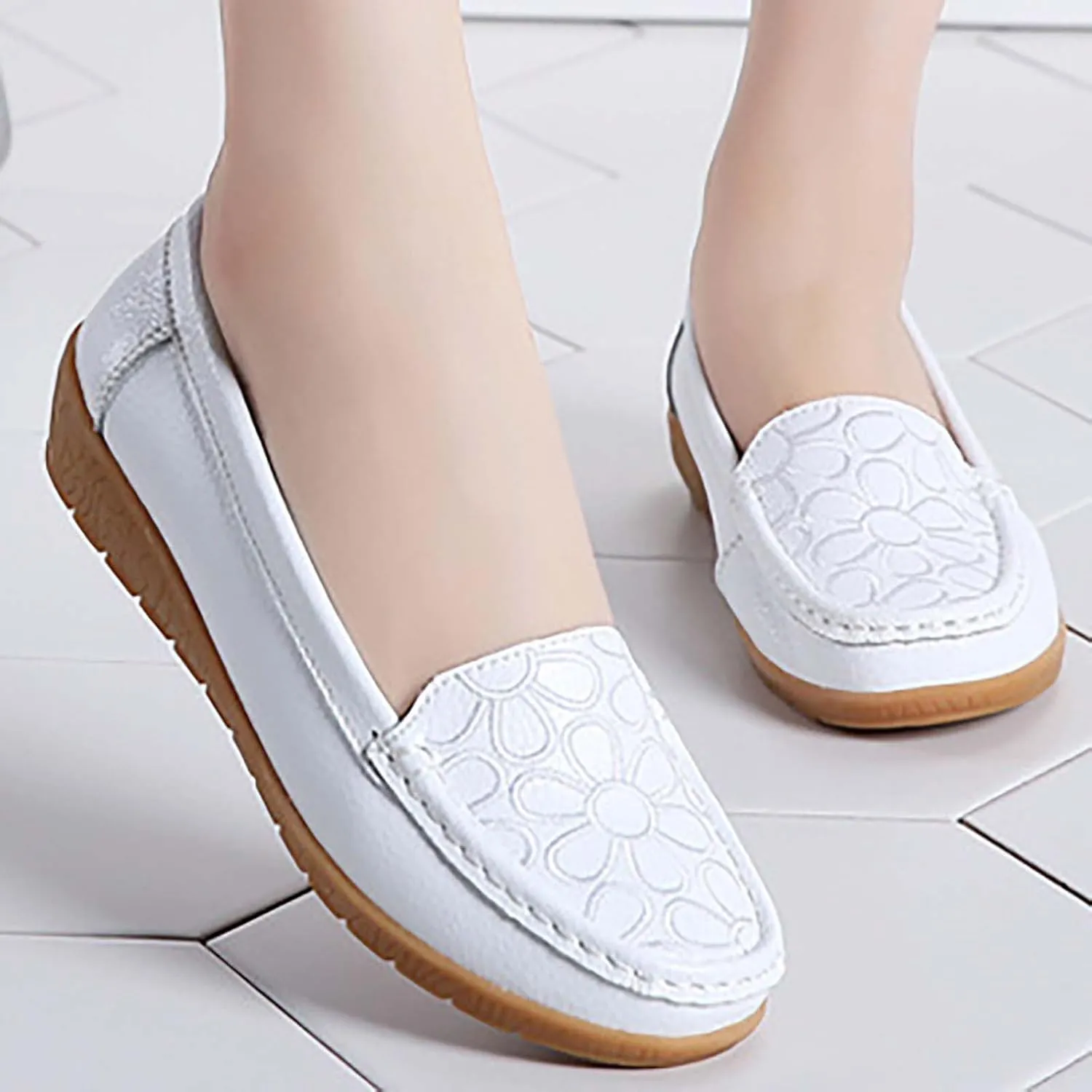 Women's Shoes Casual Dressy Soft Sole Slip On Chunky Loafers Shoes Cute Comfortable Casual Business Work Flats
