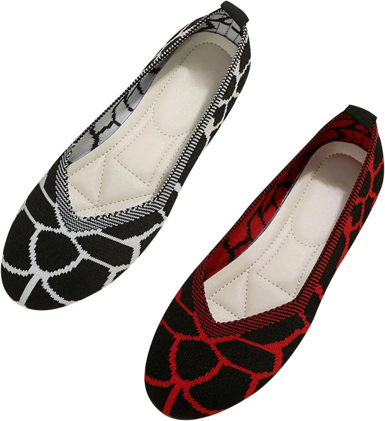 Womens Stretch Flats Casual Lightweight & Breathable Slip on Cute Loafer Slip on Walking Driving Shoes