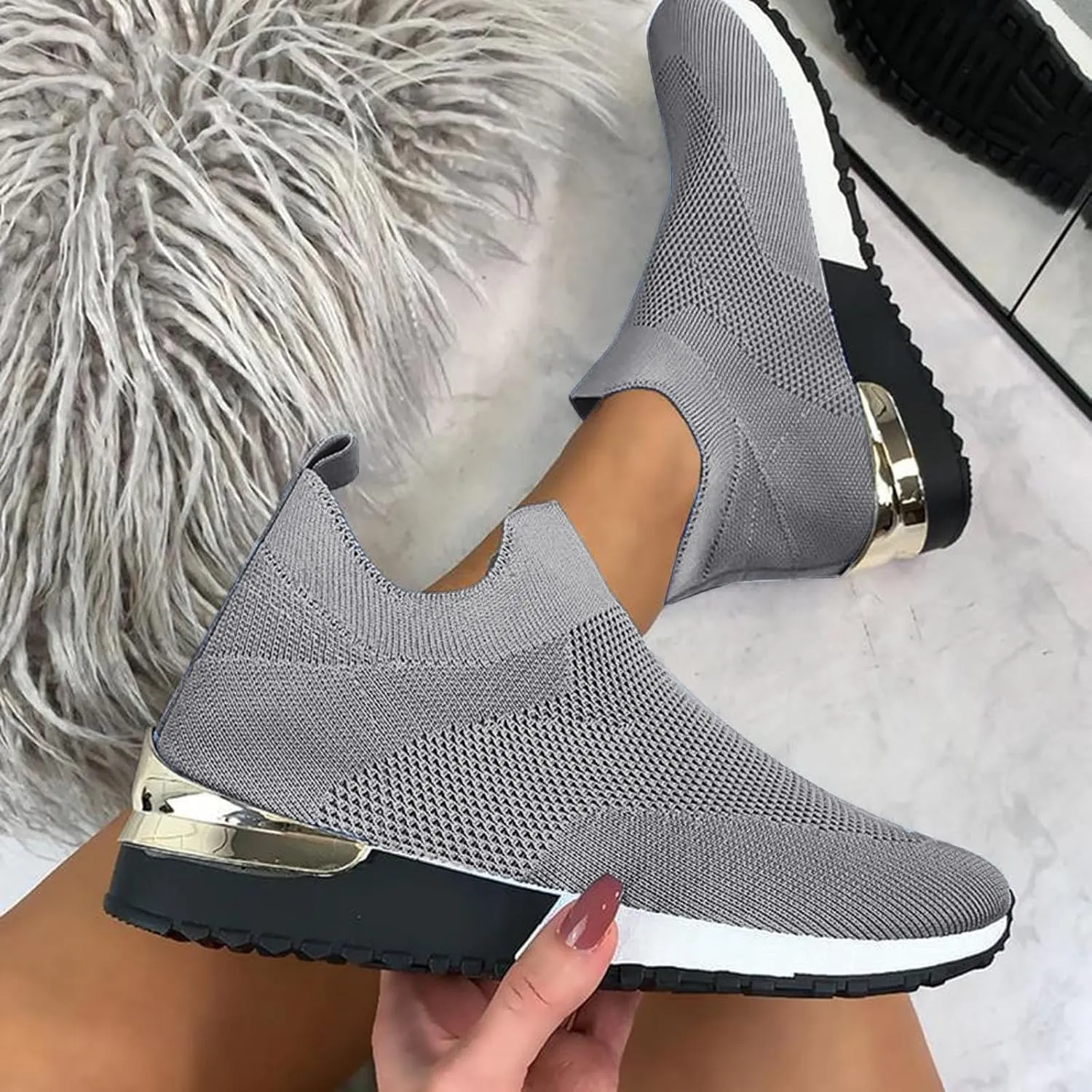 Womens Tennis Shoes Mesh Women Casual Shoes High Top Sneakers Men's KnitFlex Breeze Mesh Sneakers Oxfords Lace Basketball Shoe Loafers Dress Shoe