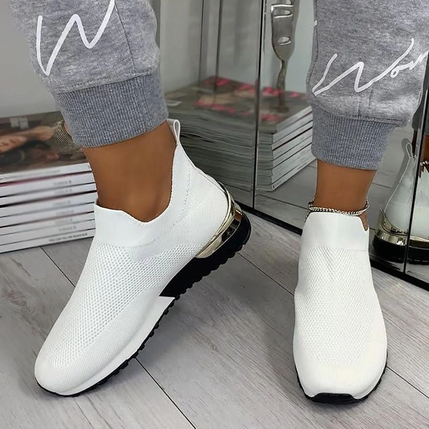 Womens Tennis Shoes Mesh Women Casual Shoes High Top Sneakers Men's KnitFlex Breeze Mesh Sneakers Oxfords Lace Basketball Shoe Loafers Dress Shoe