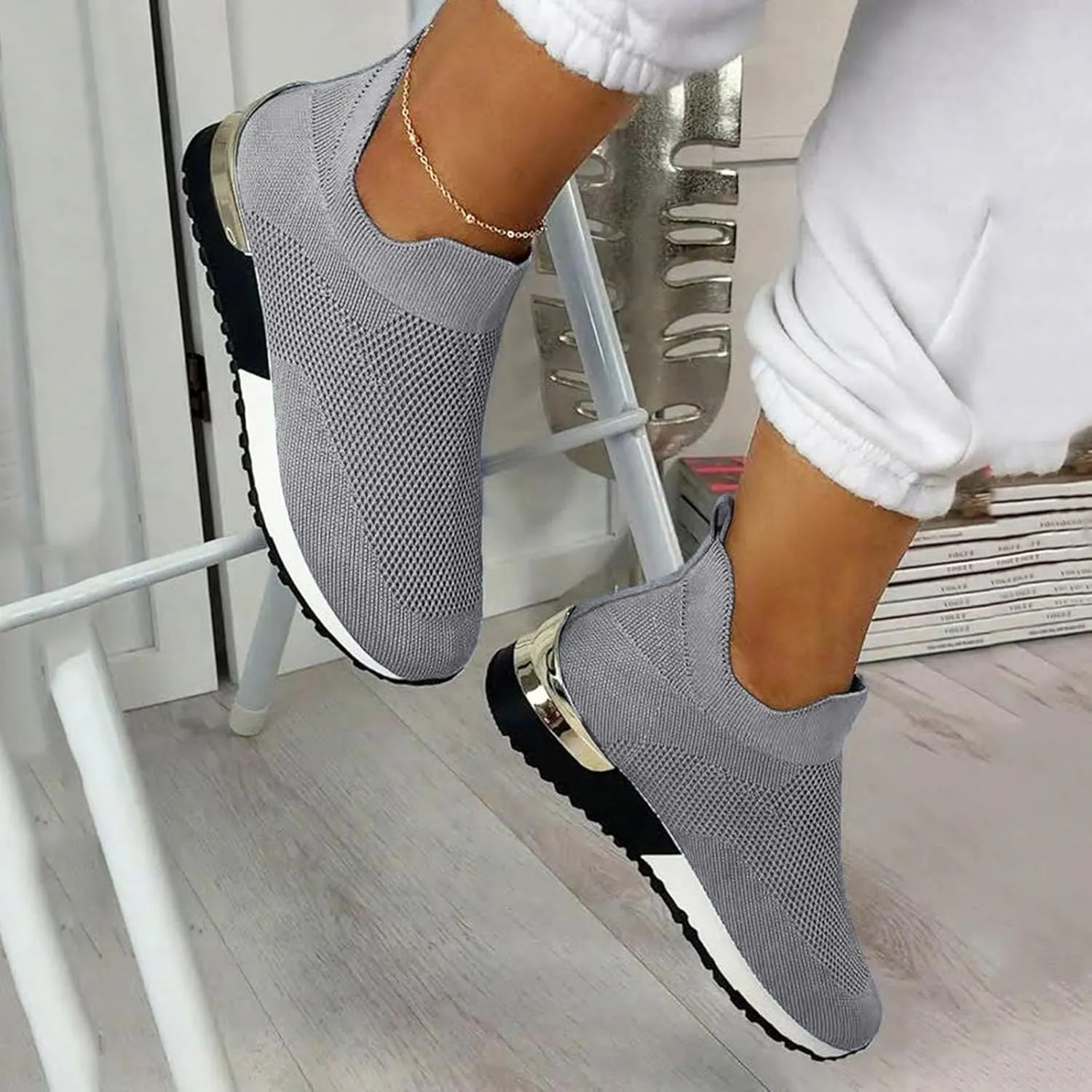 Womens Tennis Shoes Mesh Women Casual Shoes High Top Sneakers Men's KnitFlex Breeze Mesh Sneakers Oxfords Lace Basketball Shoe Loafers Dress Shoe