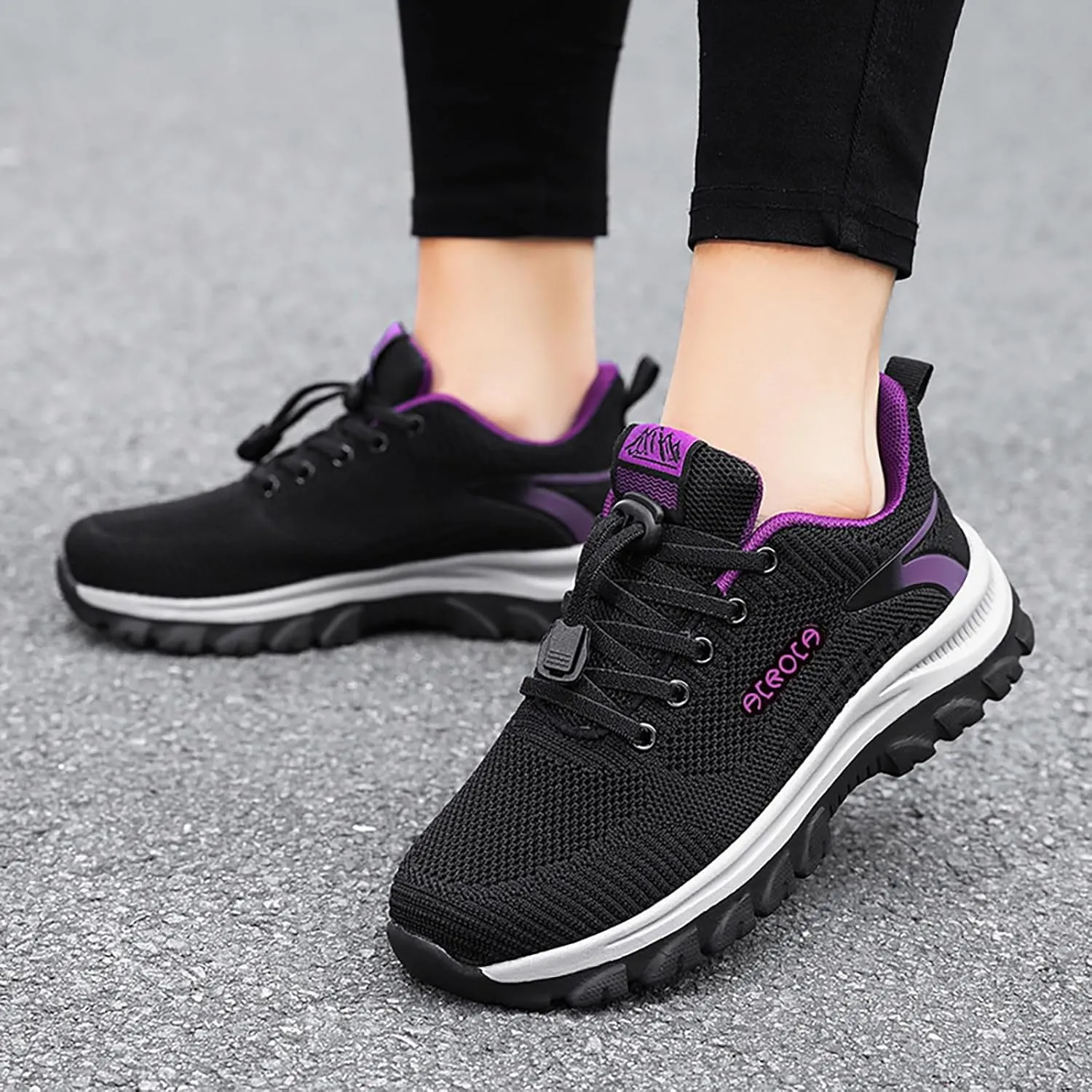Womens Walking Shoes Slip on Comfy Knitted Non Slip Vintage Wide Running Shoes Breathable Mesh Gym Jogging Outdoor Shoes Ladies 2024 Fashion Sneakers
