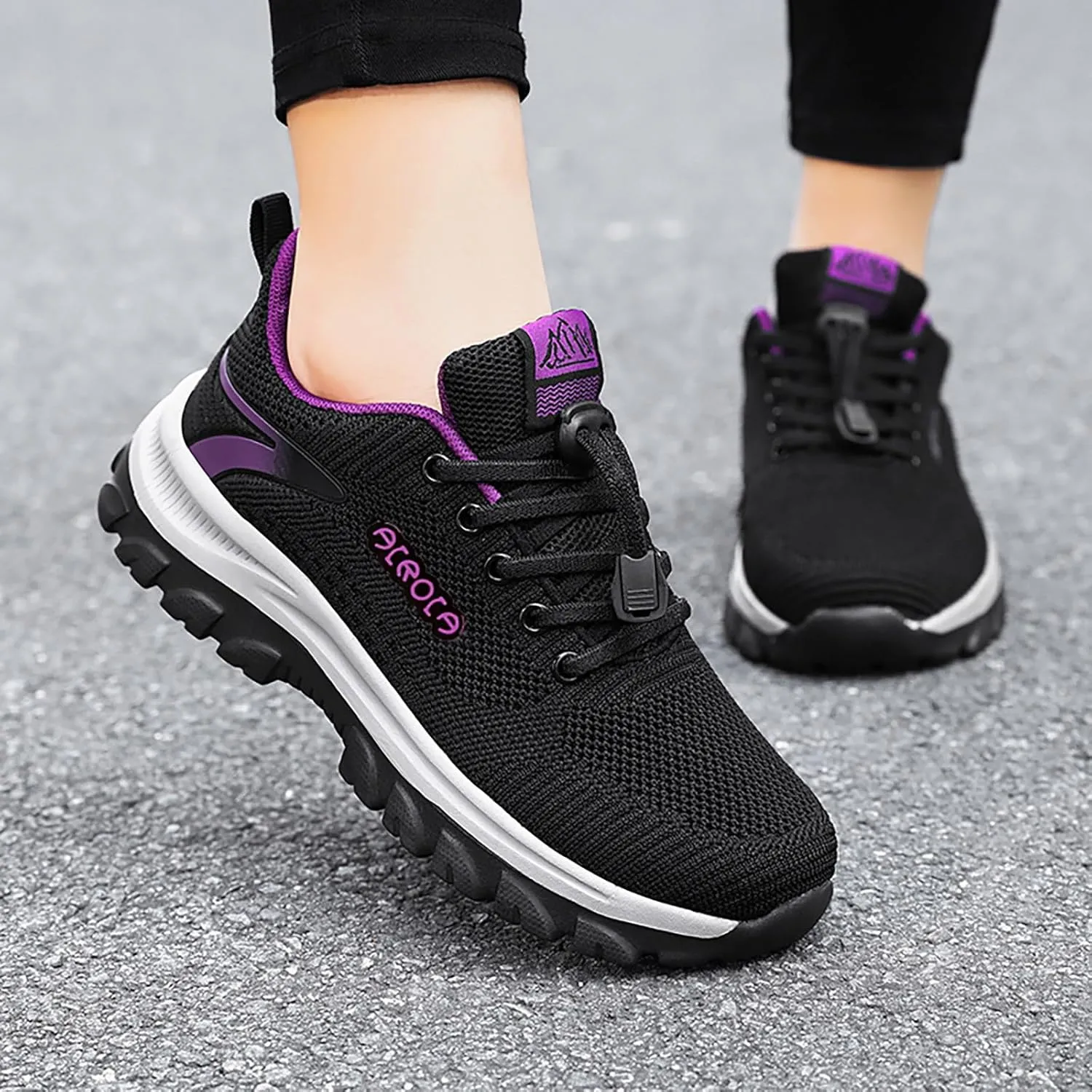 Womens Walking Shoes Slip on Comfy Knitted Non Slip Vintage Wide Running Shoes Breathable Mesh Gym Jogging Outdoor Shoes Ladies 2024 Fashion Sneakers