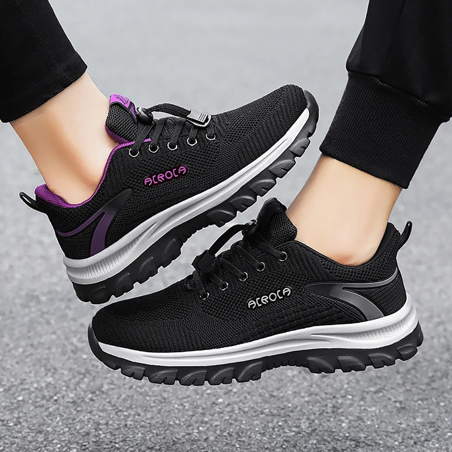 Womens Walking Shoes Slip on Comfy Knitted Non Slip Vintage Wide Running Shoes Breathable Mesh Gym Jogging Outdoor Shoes Ladies 2024 Fashion Sneakers