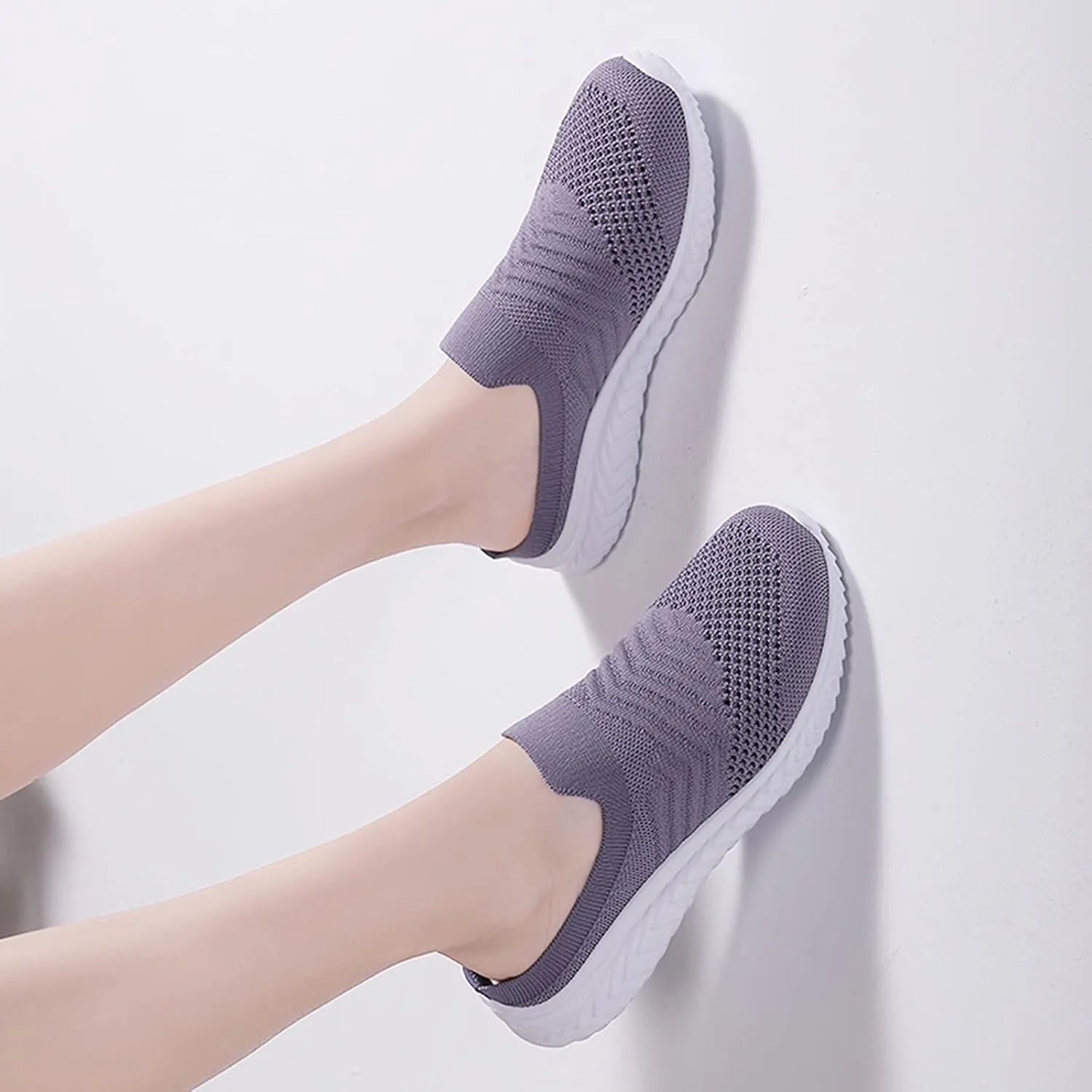 Women's White Fashion Sneakers Platform Sneakers for Women Fashion Flat Shoes for Women Comfortable Dressy Slip on Womens Loafers Wide Width Womens Slip On Sneakers