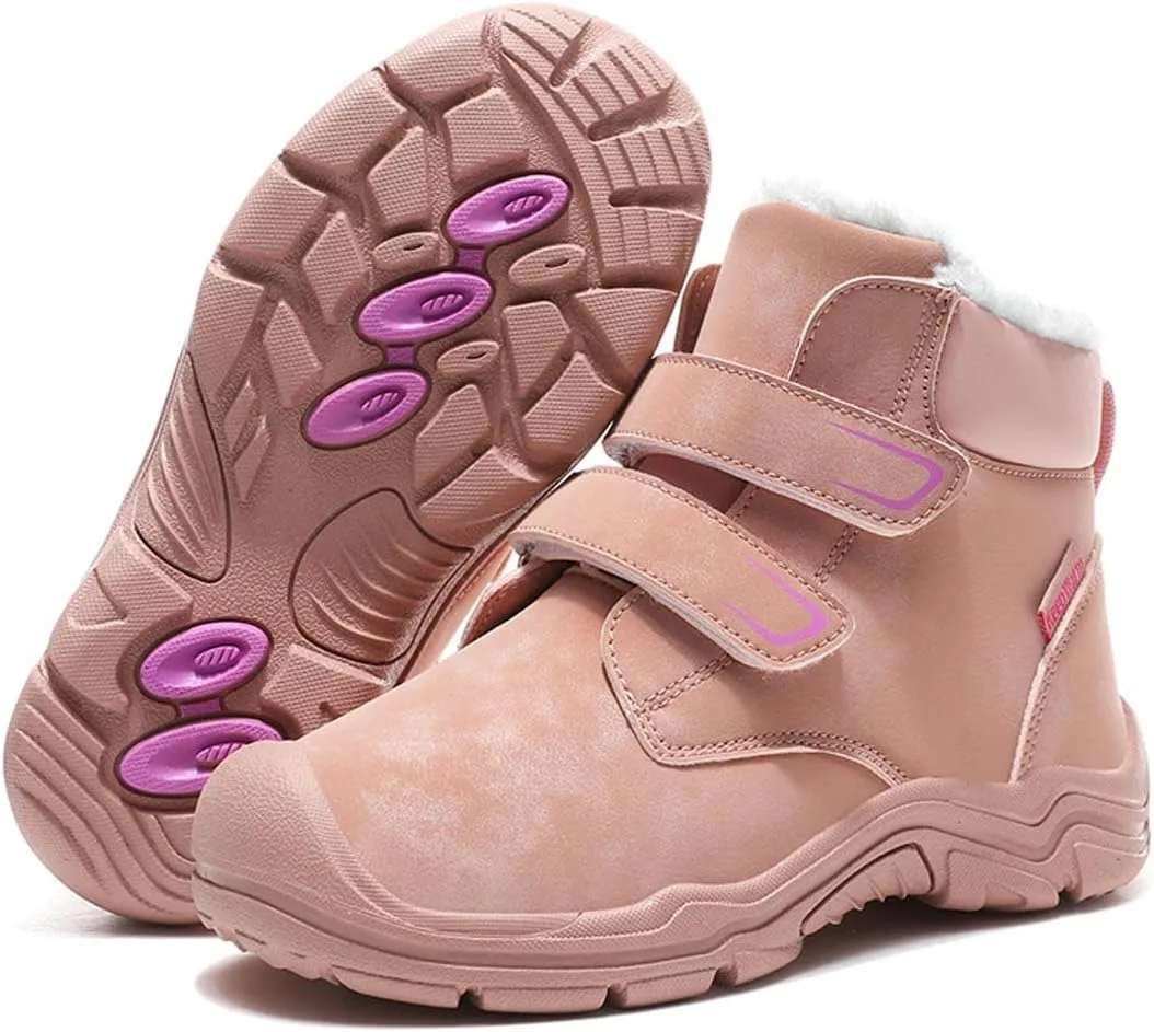 YUKTOPA Kids Winter Outdoor Ankle Hiking Boots Warm Fur Snow Boots Anti Skid Trekking Walking Shoes for Boys Girls