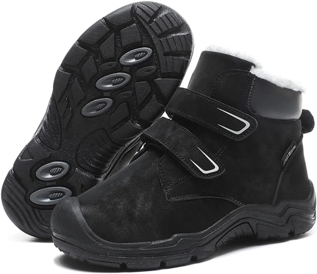 YUKTOPA Kids Winter Outdoor Ankle Hiking Boots Warm Fur Snow Boots Anti Skid Trekking Walking Shoes for Boys Girls